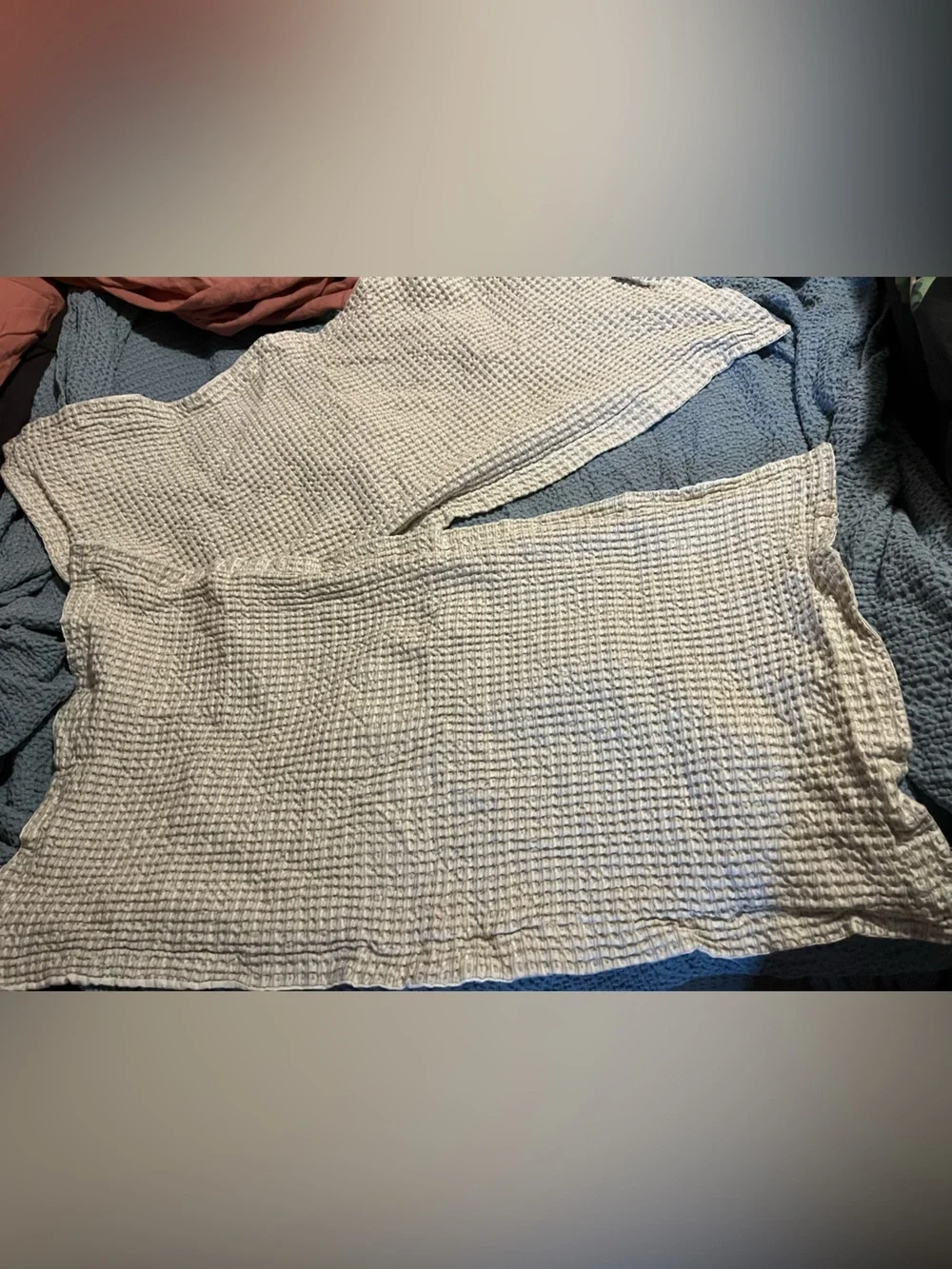Waffle Weave Pillow Shams in Cream ~ 100% Cotton ~ 2 shams